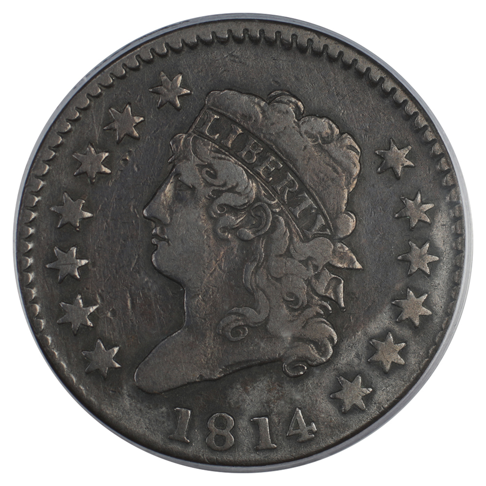 image for: 1814 Crosslet 4 1c PCGS VF20 BN