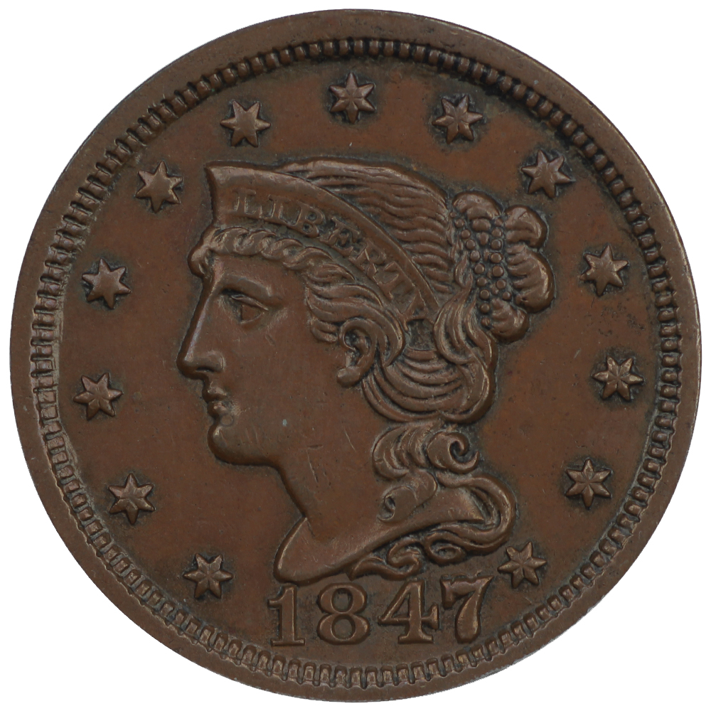 image for: 1847/47 Large/Small 47 1c PCGS AU50 BN