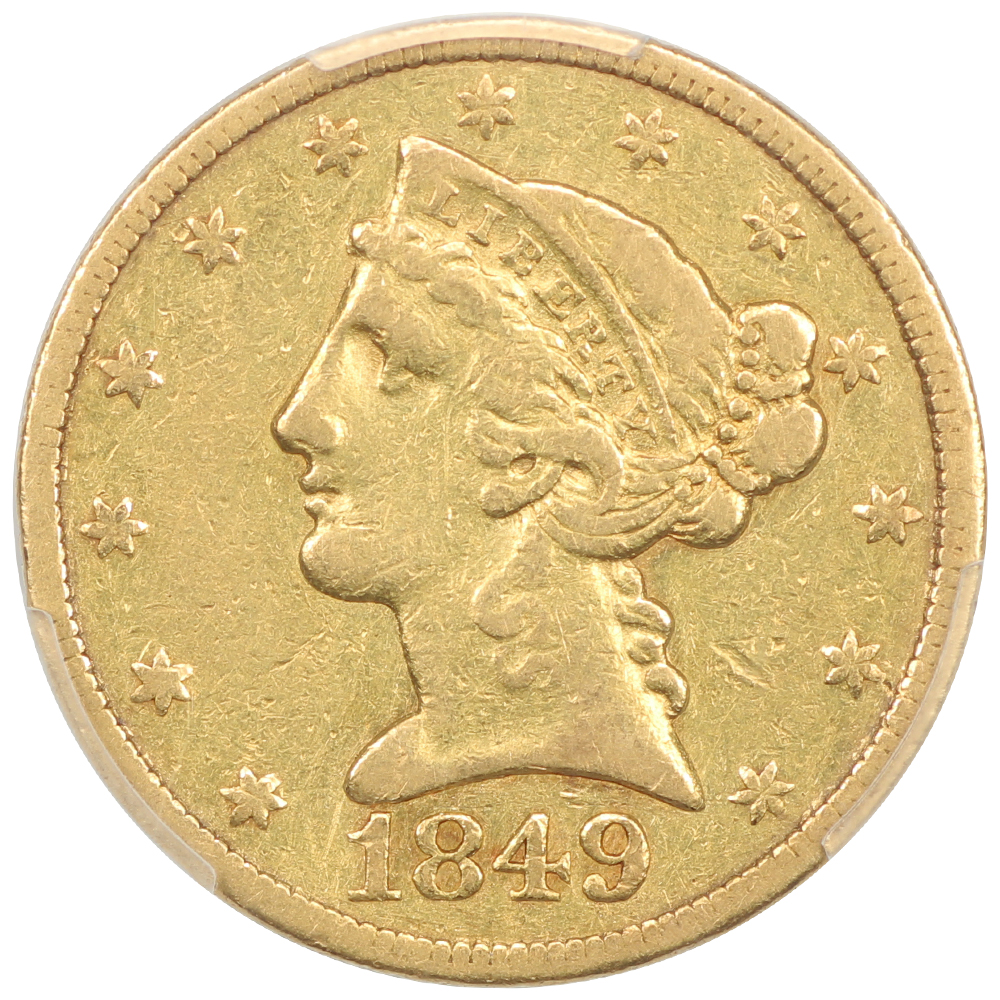 image for: 1849-C $5  PCGS VF35