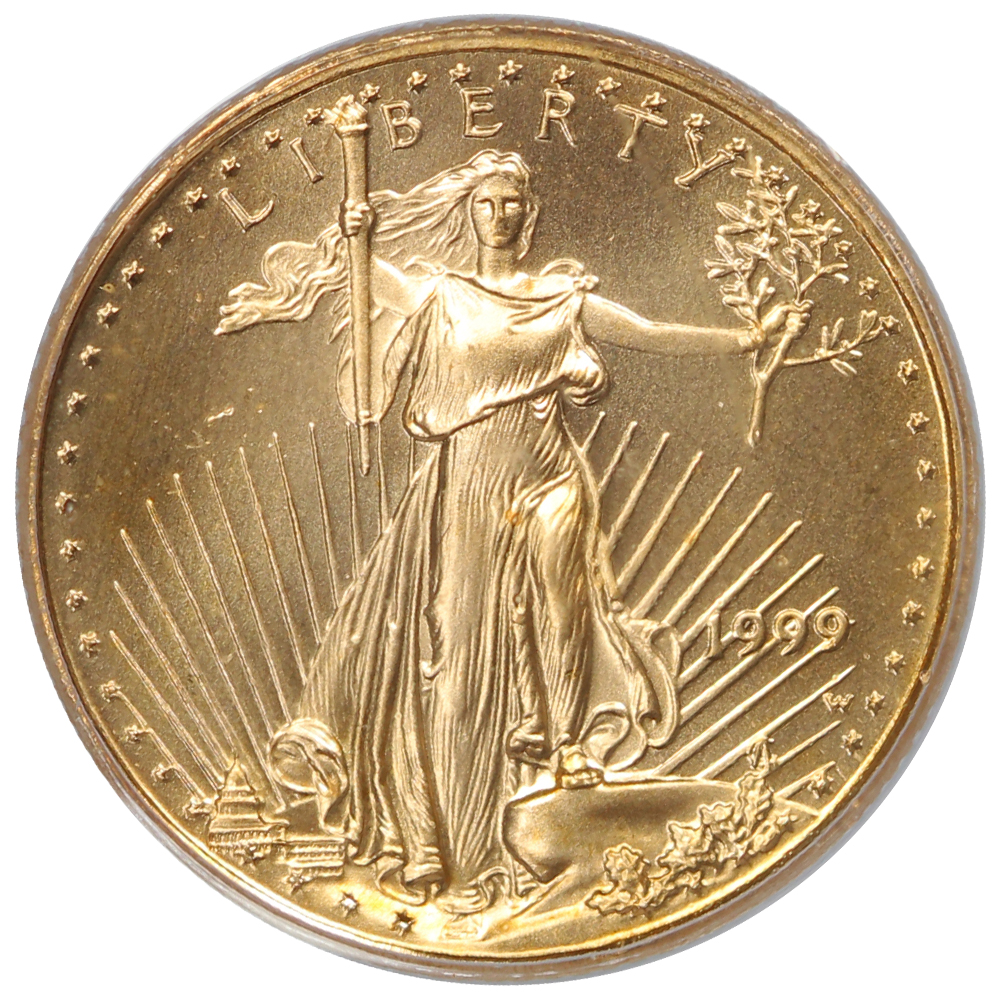 image for: 1999-W Gold Eagle, Unfinished Proof Dies $5  PCGS MS69