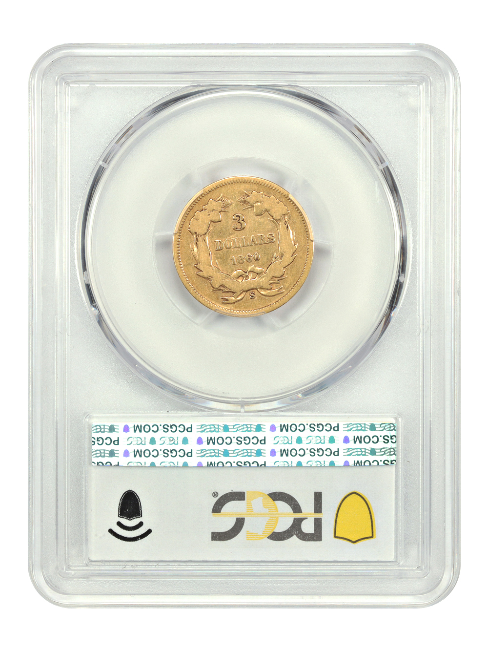image for: 1860-S $3  PCGS VG8