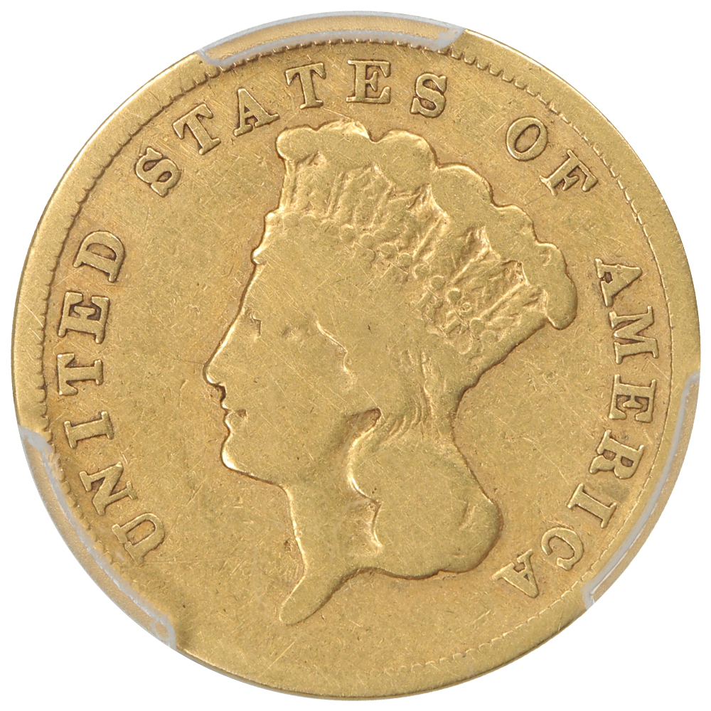 image for: 1860-S $3  PCGS VG8