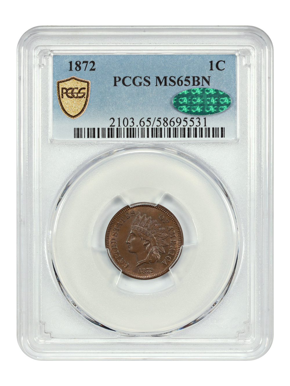 image for: 1872 1c PCGS MS65 BN