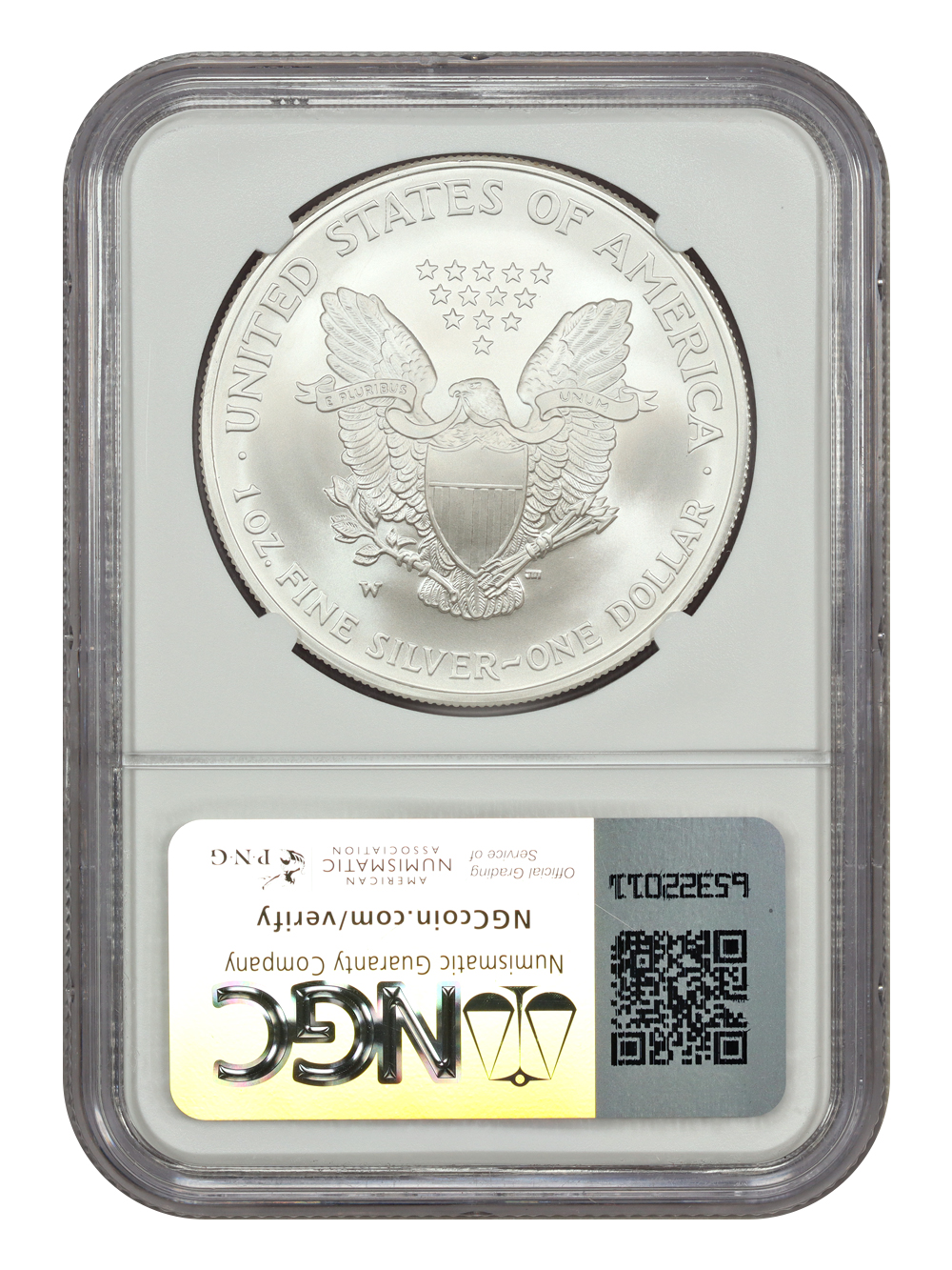 image for: 2008-W Silver Eagle, Burnished, Reverse of 2007 $1  NGC MS70