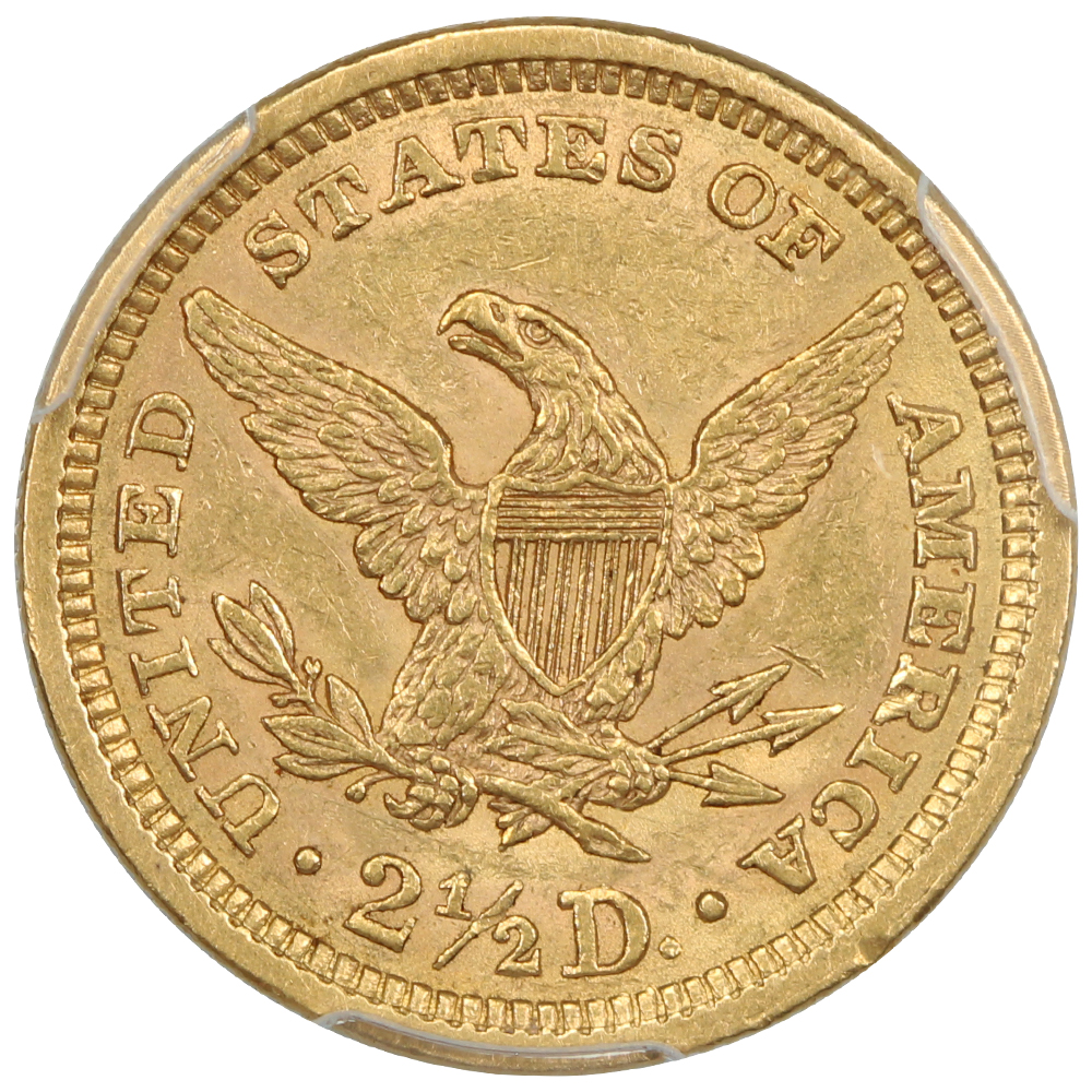 image for: 1861 New Reverse $2 1/2 PCGS AU58