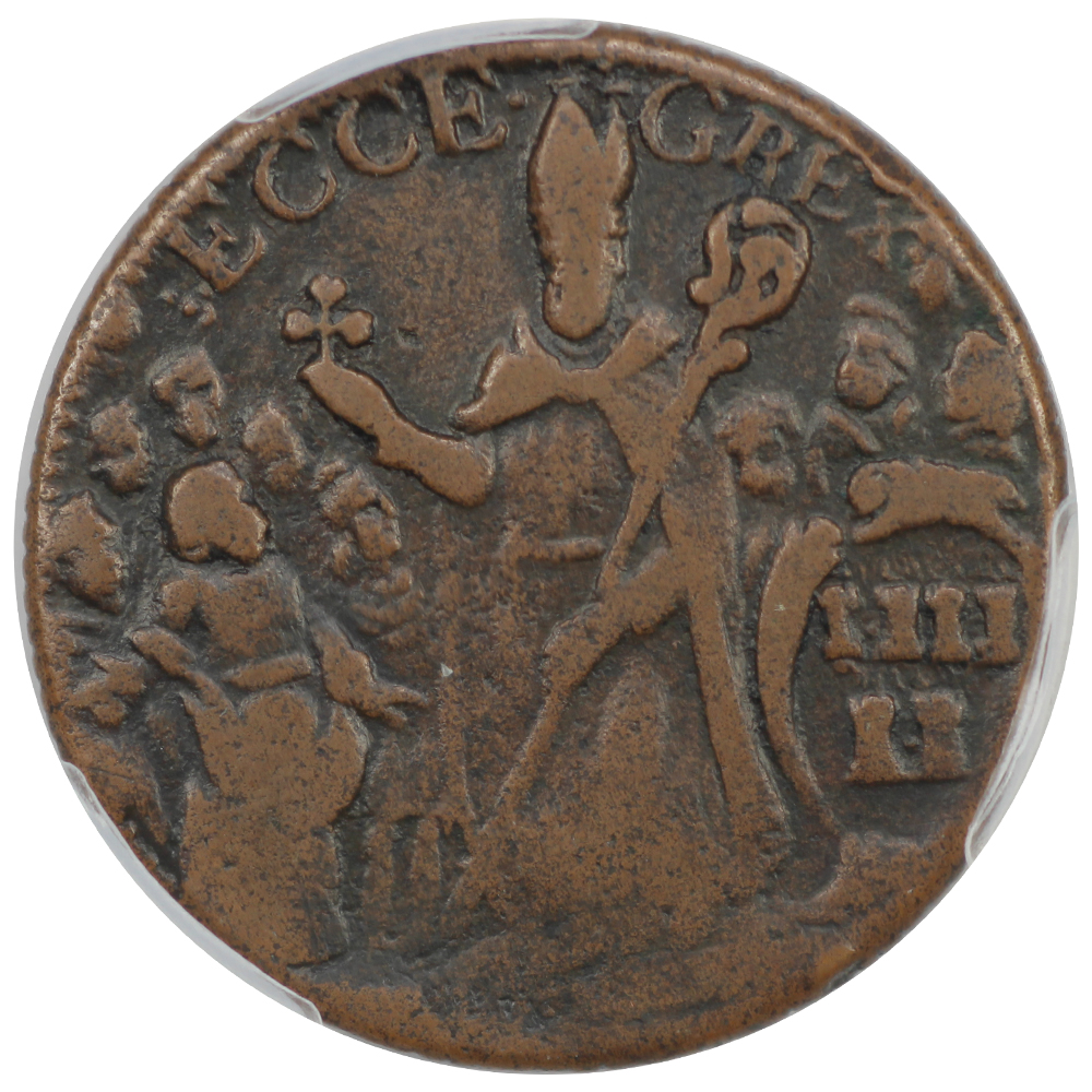 image for: 1670s St Patrick, New Jersey 1/2 P PCGS VF25 BN