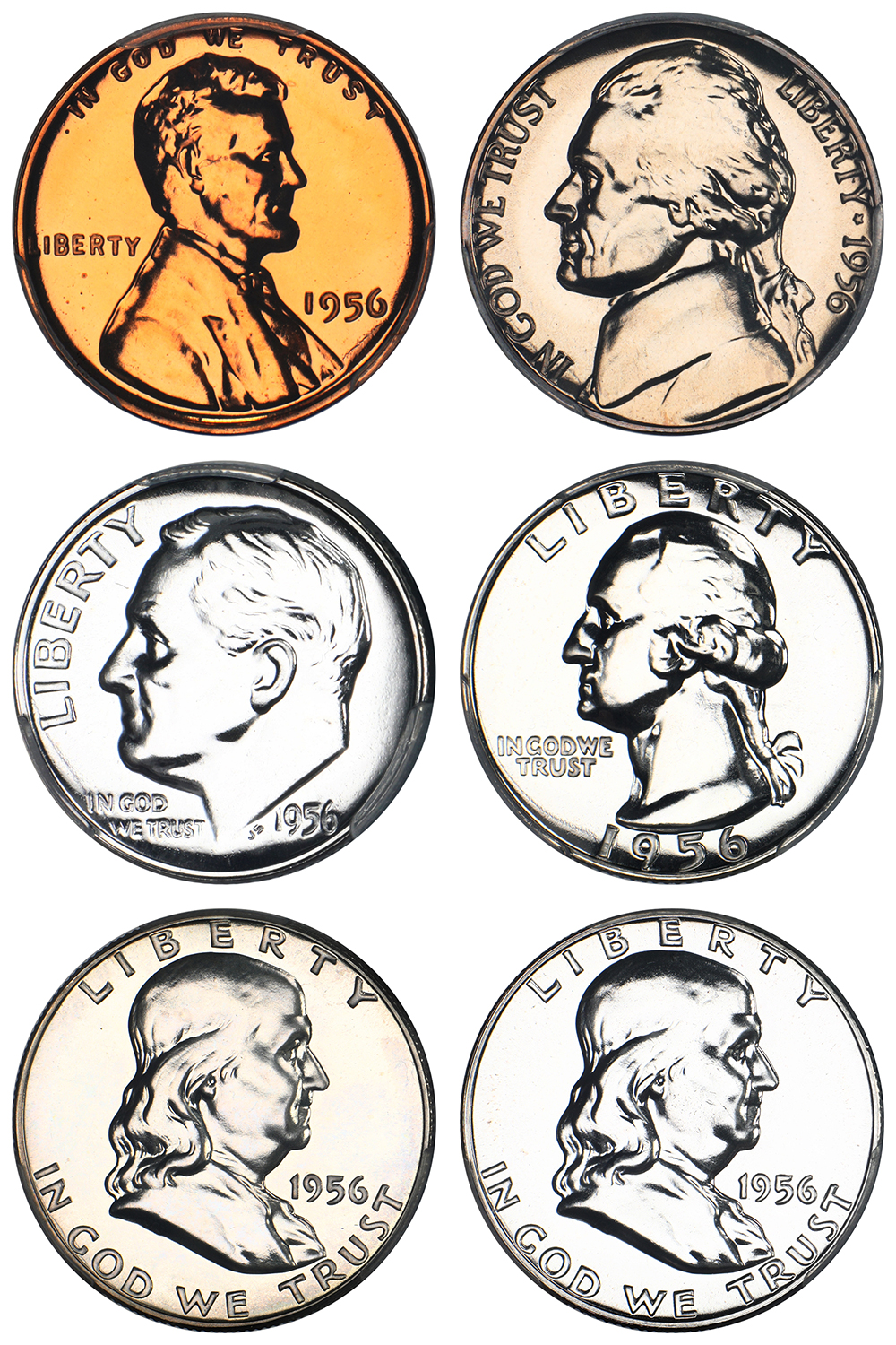 image for: 1956 Proof Set 1c-50c PCGS PR67