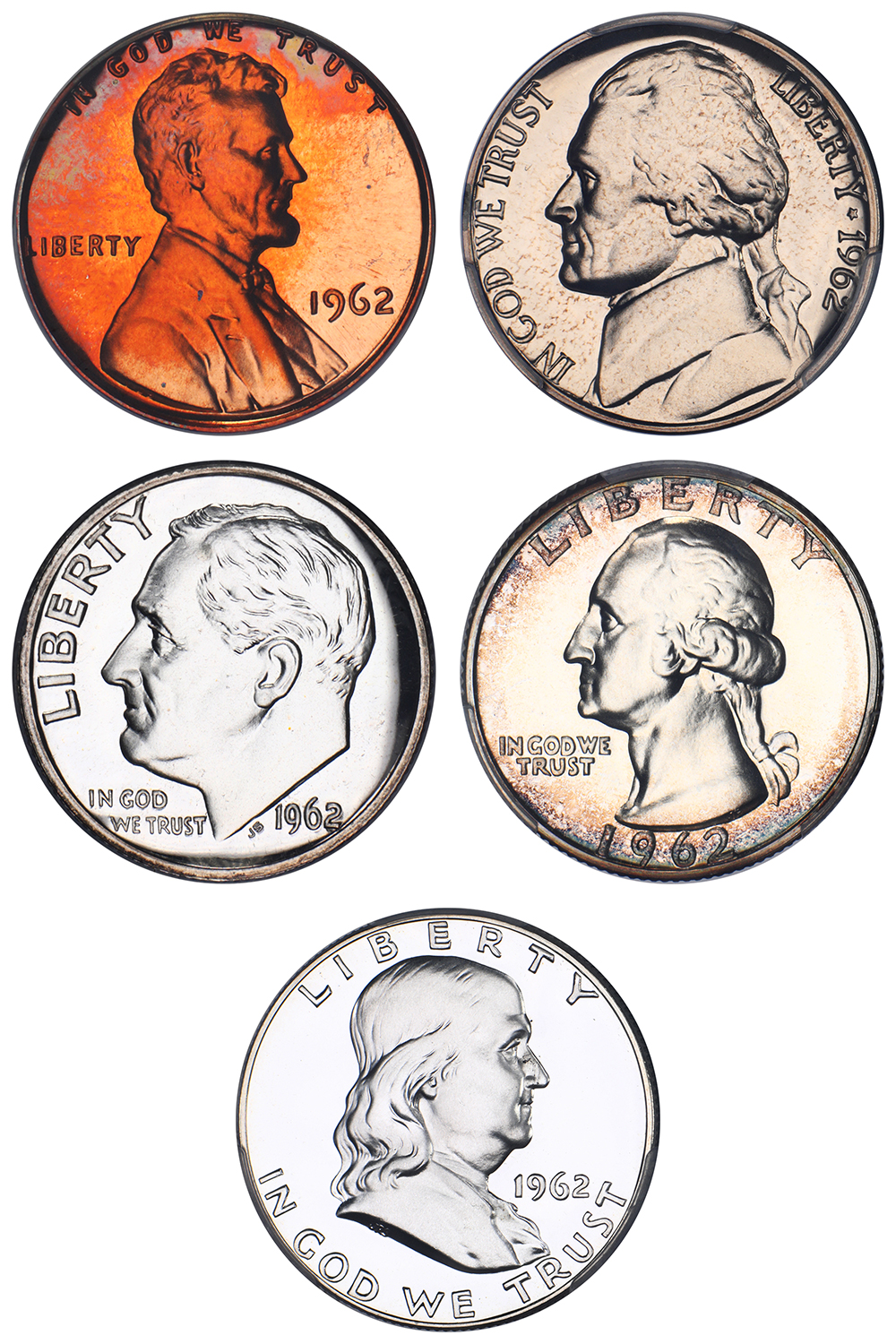 image for: 1962 Proof Set 1c-50c PCGS PR68