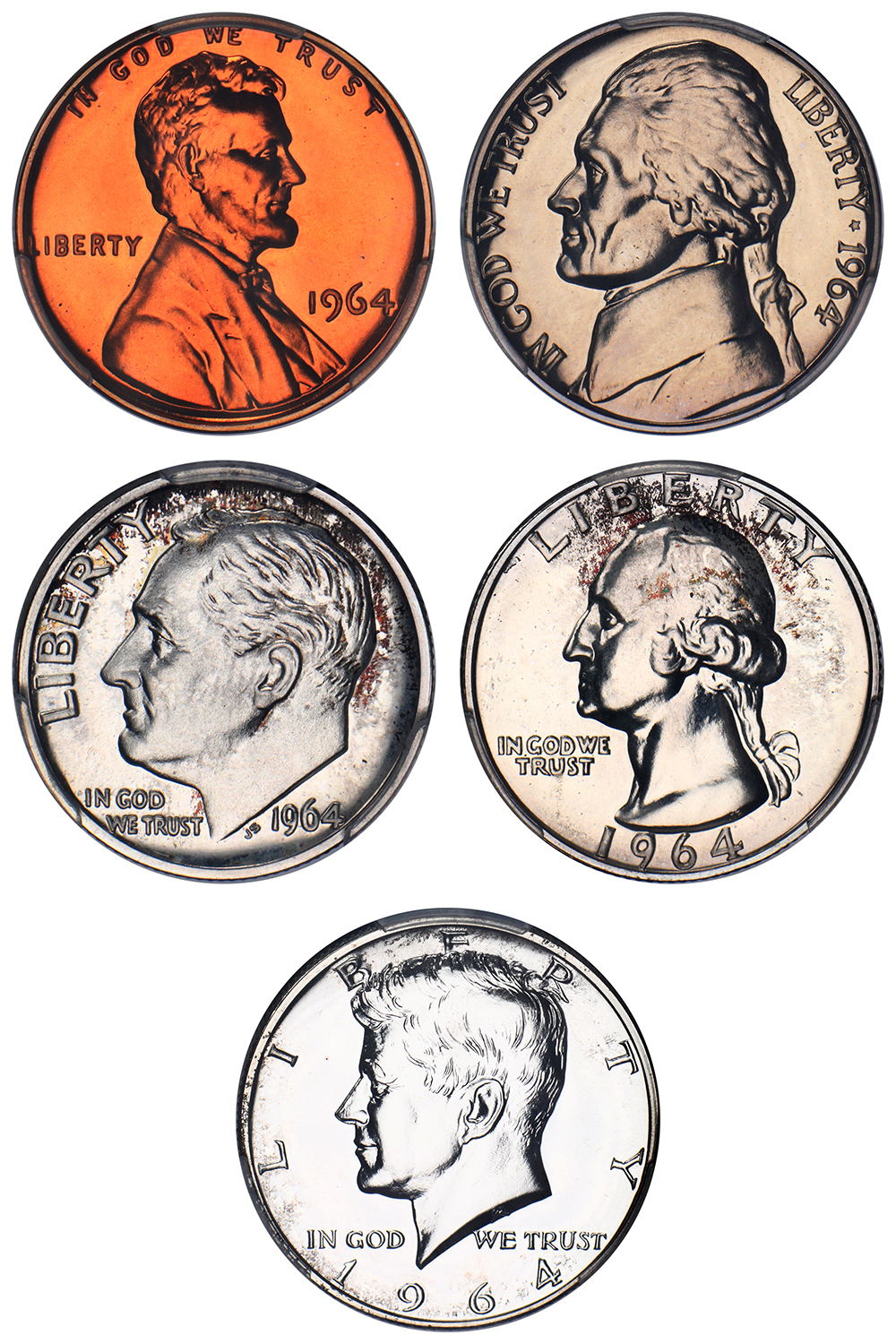 image for: 1964 Proof Set 1c-50c PCGS PR67