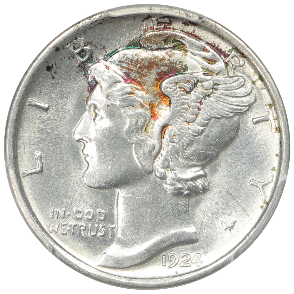 image for: 1924-D 10c PCGS AU58 FB