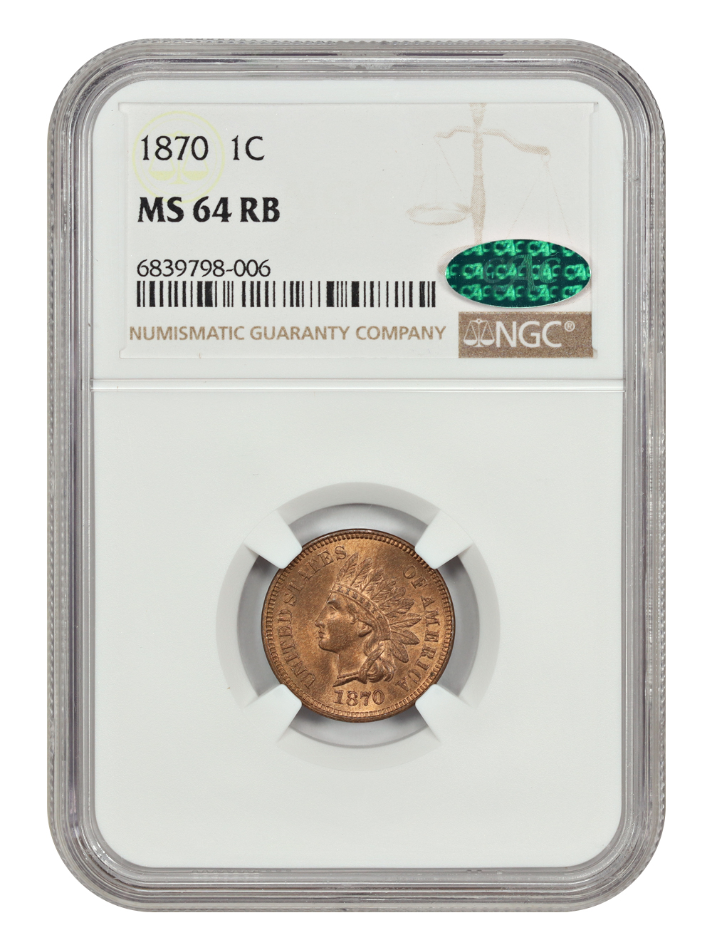 1872 Indian Head Penny Shallow N FS 901, S 13 RD Mint State
