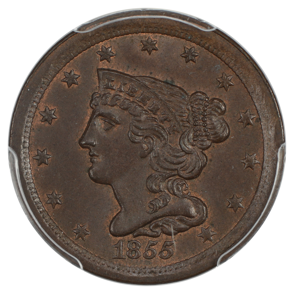 image for: 1855 1/2c PCGS MS64 BN
