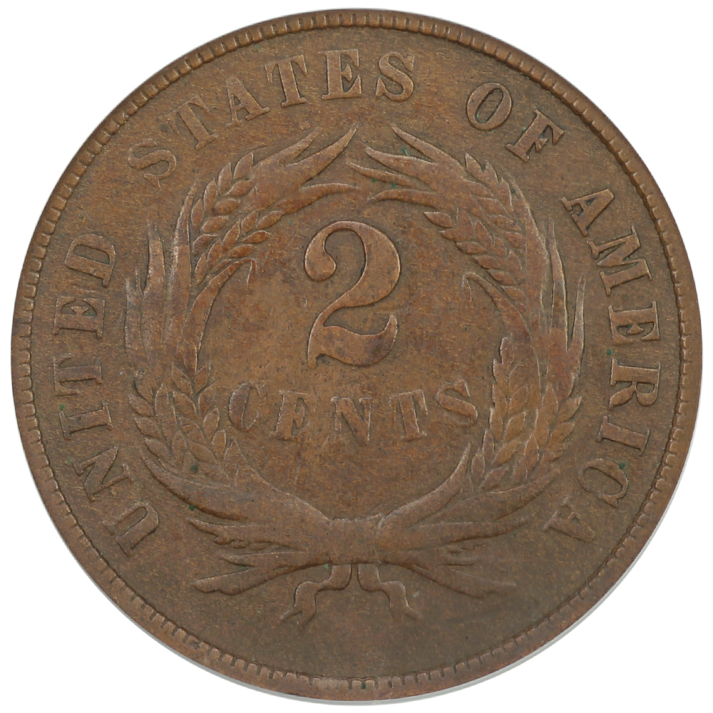 image for: 1867 Doubled Die Obverse  2c PCGS F12 BN