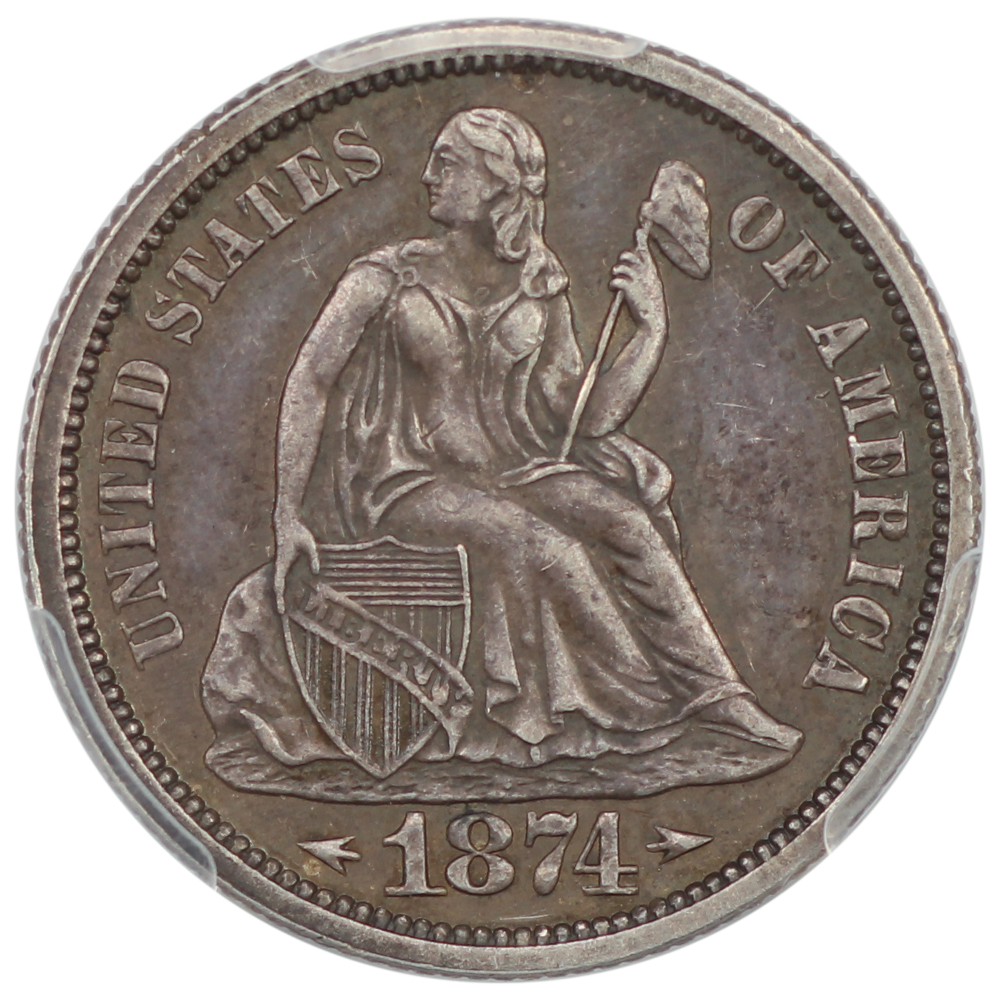 thumbnail for: 1874 Arrows 10c PCGS AU55