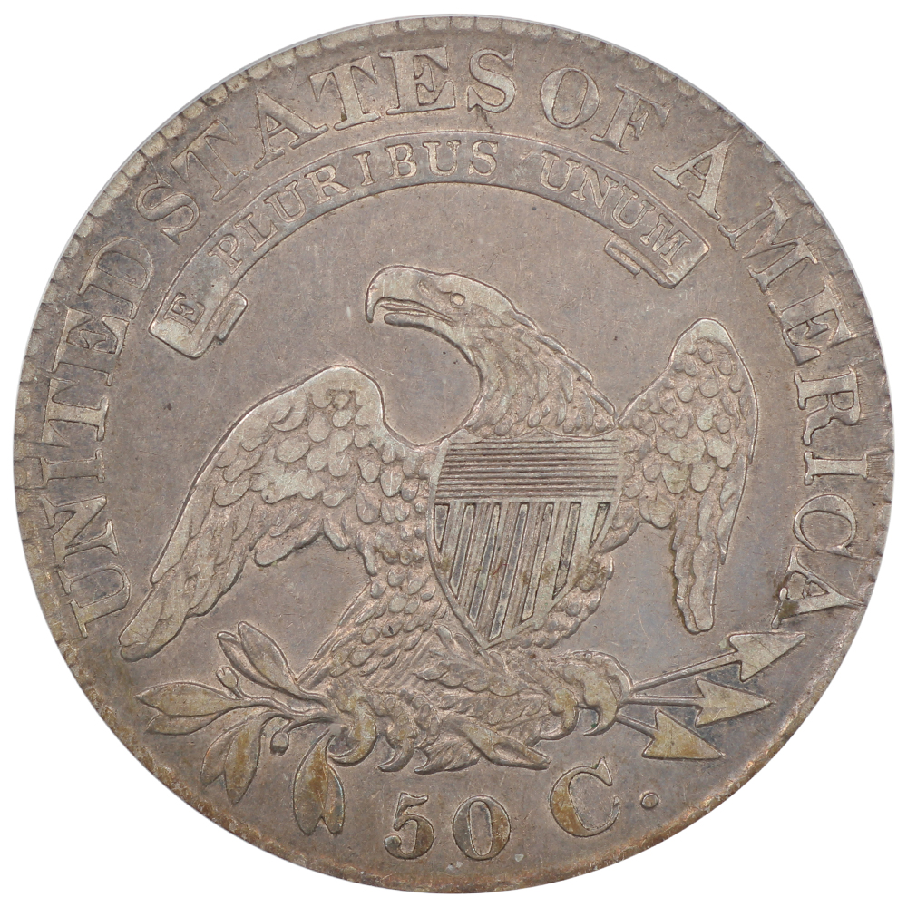 image for: 1828 Curl Base 2, No Knob 50c PCGS VF25