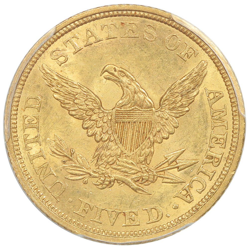 image for: 1844 $5  PCGS MS63