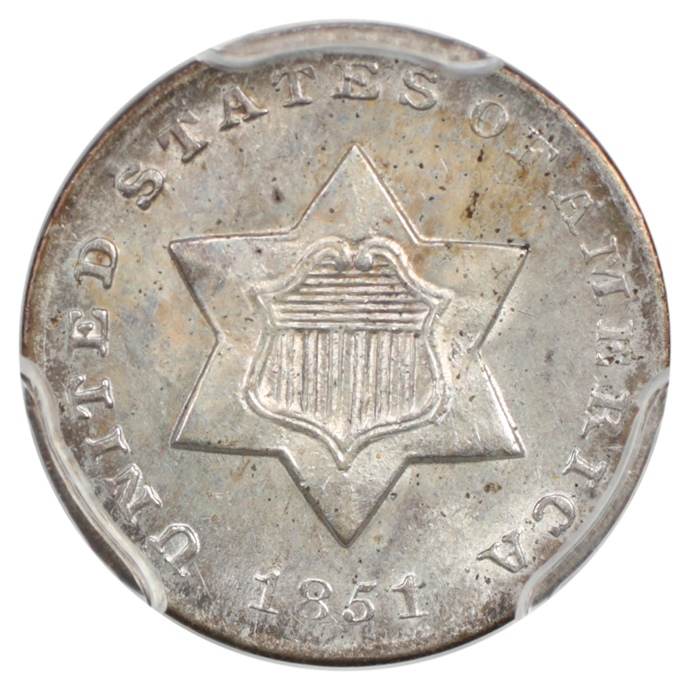 thumbnail for: 1851-O 3cS PCGS MS65