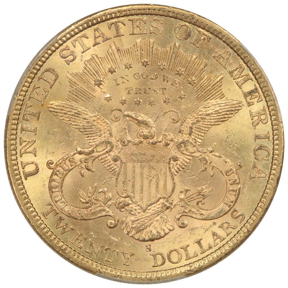 image for: 1877-S $20  PCGS MS62