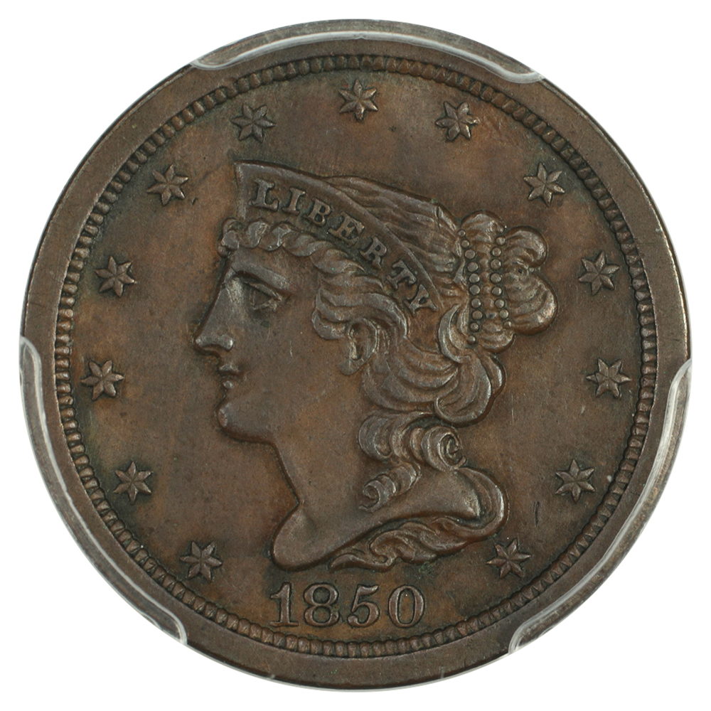 thumbnail for: 1850 1/2c PCGS AU53 BN