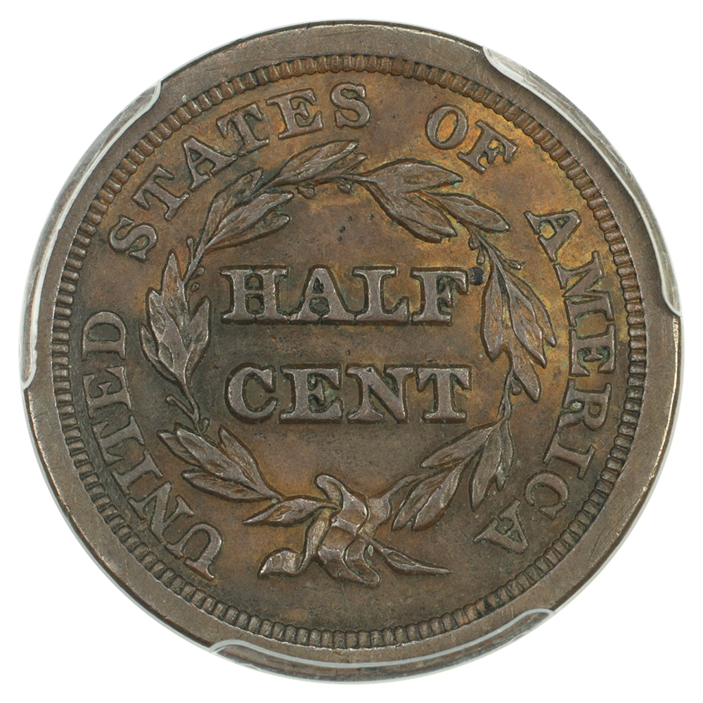 thumbnail for: 1850 1/2c PCGS AU53 BN