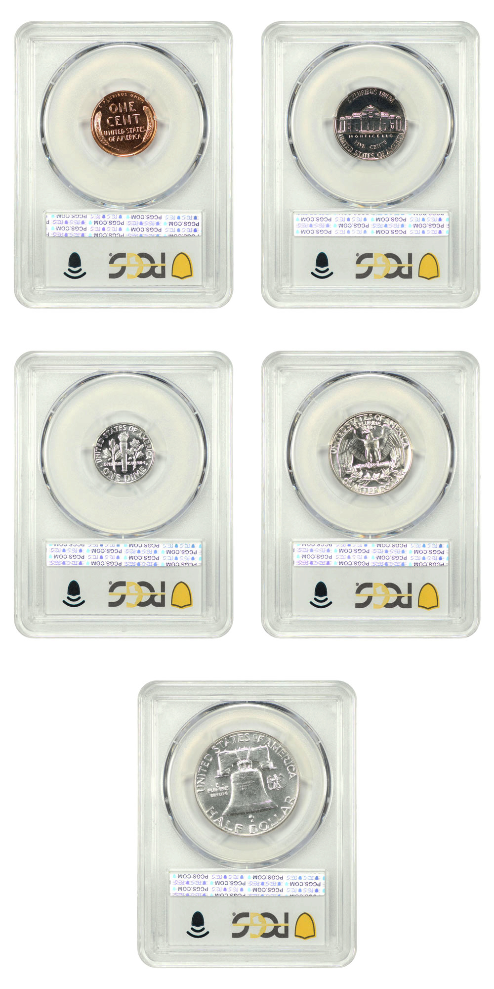 image for: 1952 Proof Set, 5 Coins 1c-50c PCGS PR64