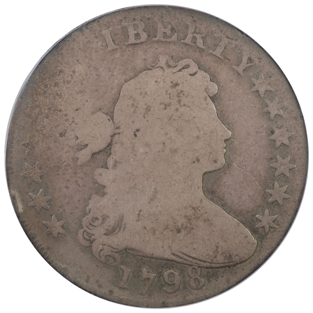 image for: 1798 Large Eagle, Pointed 9, Wide Date $1  PCGS G4