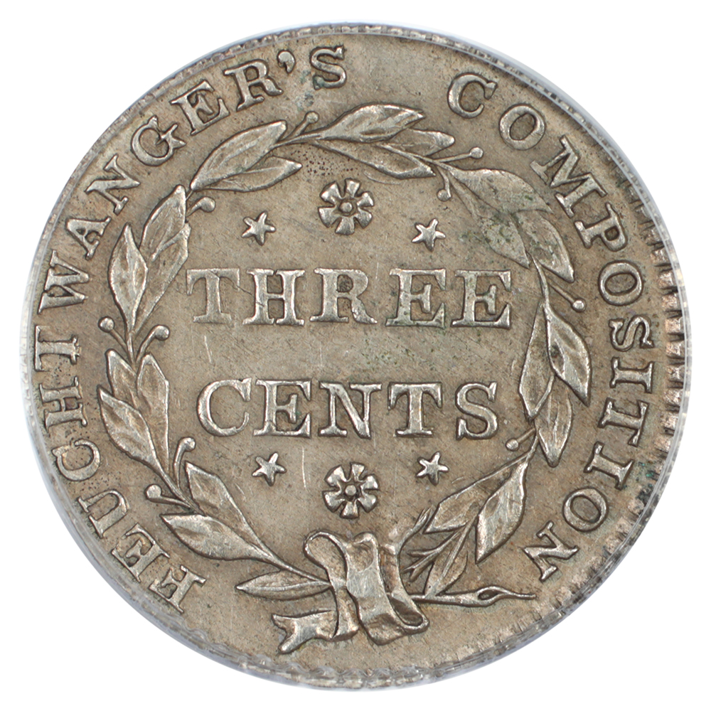 image for: 1837 Feuchtwanger, New York 3c PCGS AU53