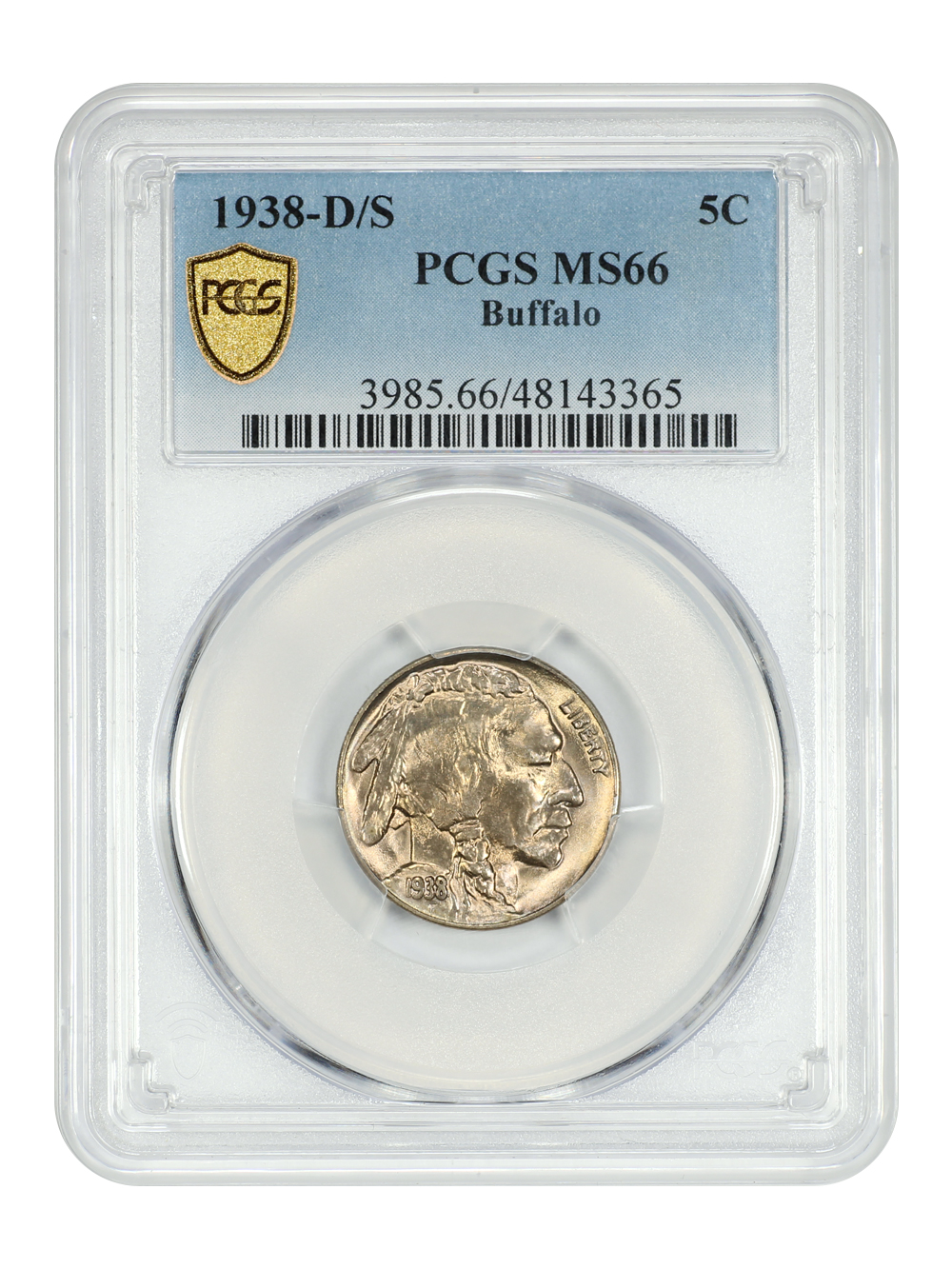 image for: 1938-D/S Buffalo 5c PCGS MS66