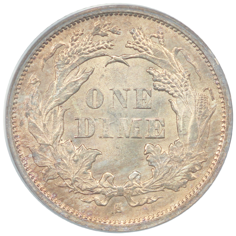 image for: 1875-S Mintmark Below Bow 10c PCGS MS62