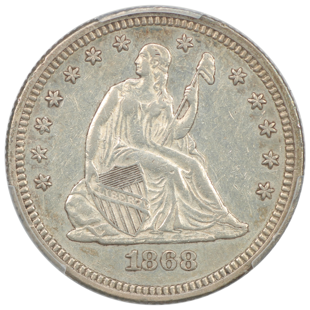 image for: 1868 25c PCGS AU55