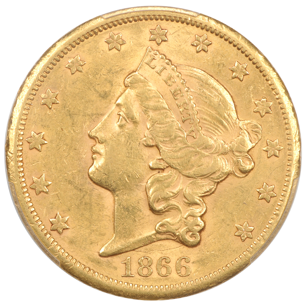 image for: 1866-S Motto $20  PCGS AU58