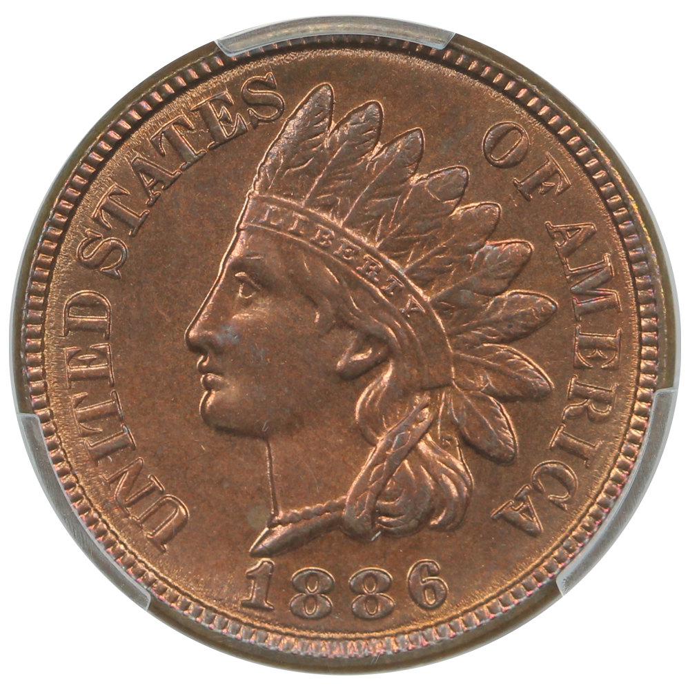 image for: 1886 Type 2 1c PCGS MS64 RD