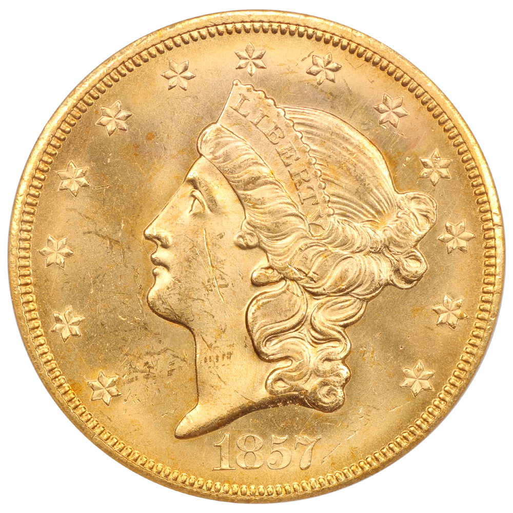 image for: 1857-S $20  PCGS MS63