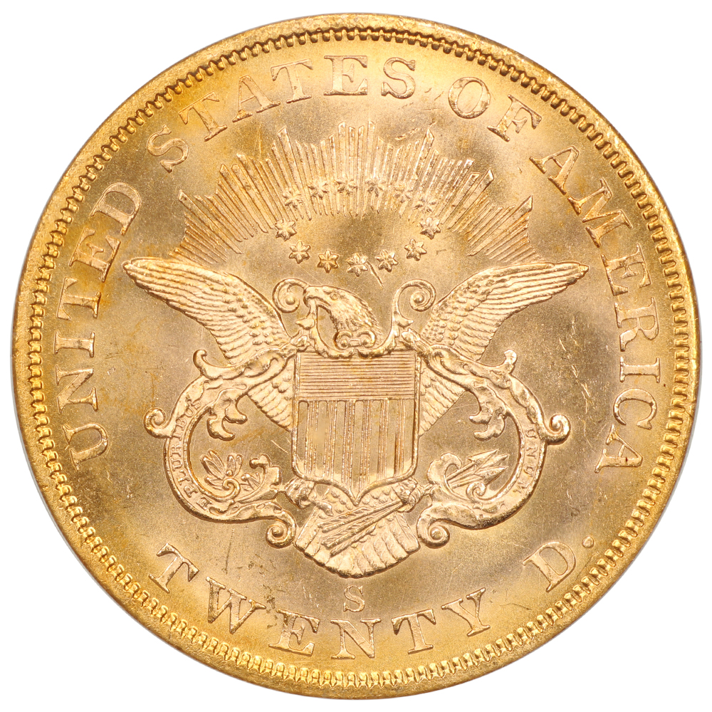image for: 1857-S $20  PCGS MS63
