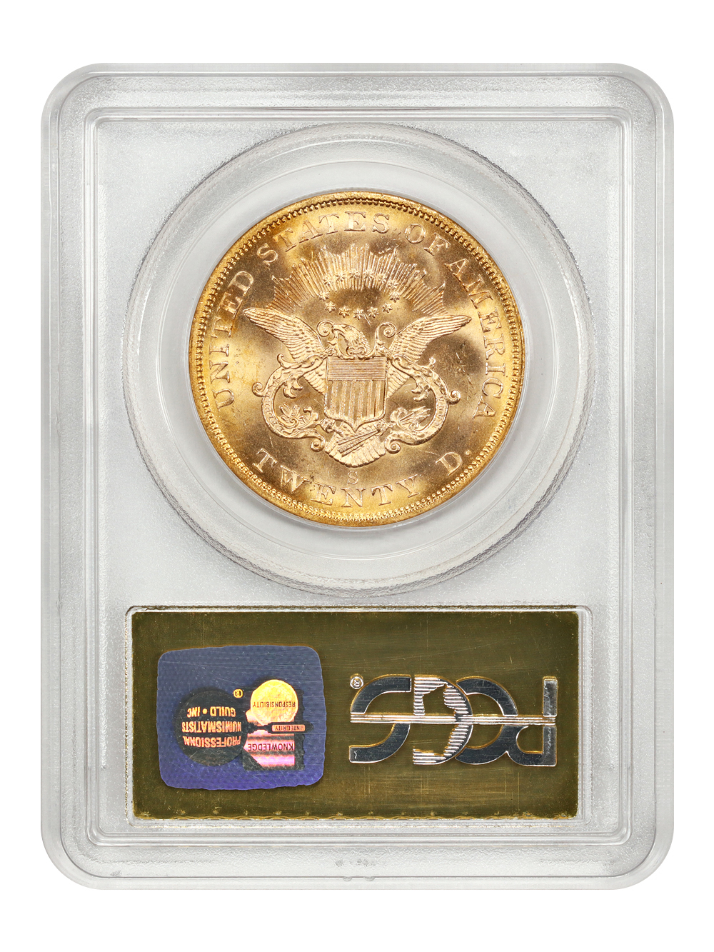 image for: 1857-S $20  PCGS MS63