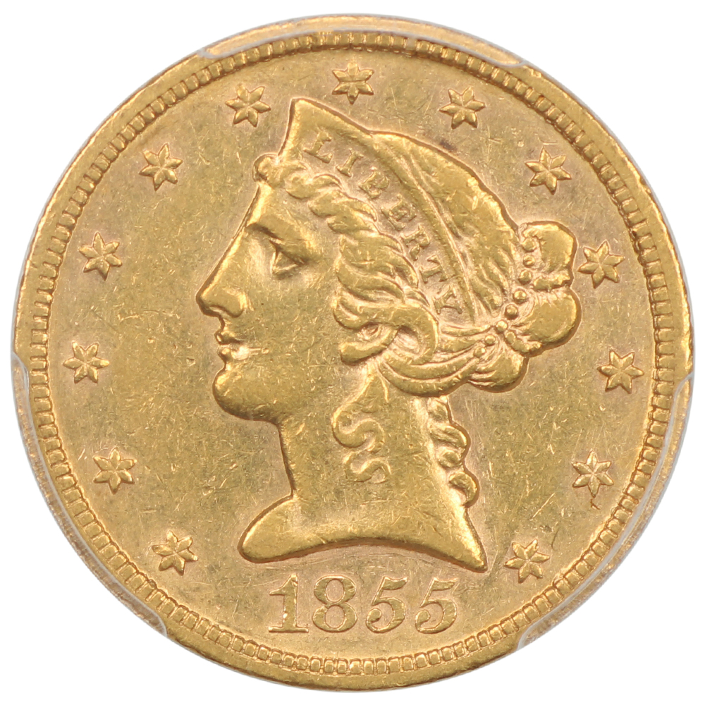 image for: 1855-S $5  PCGS AU50