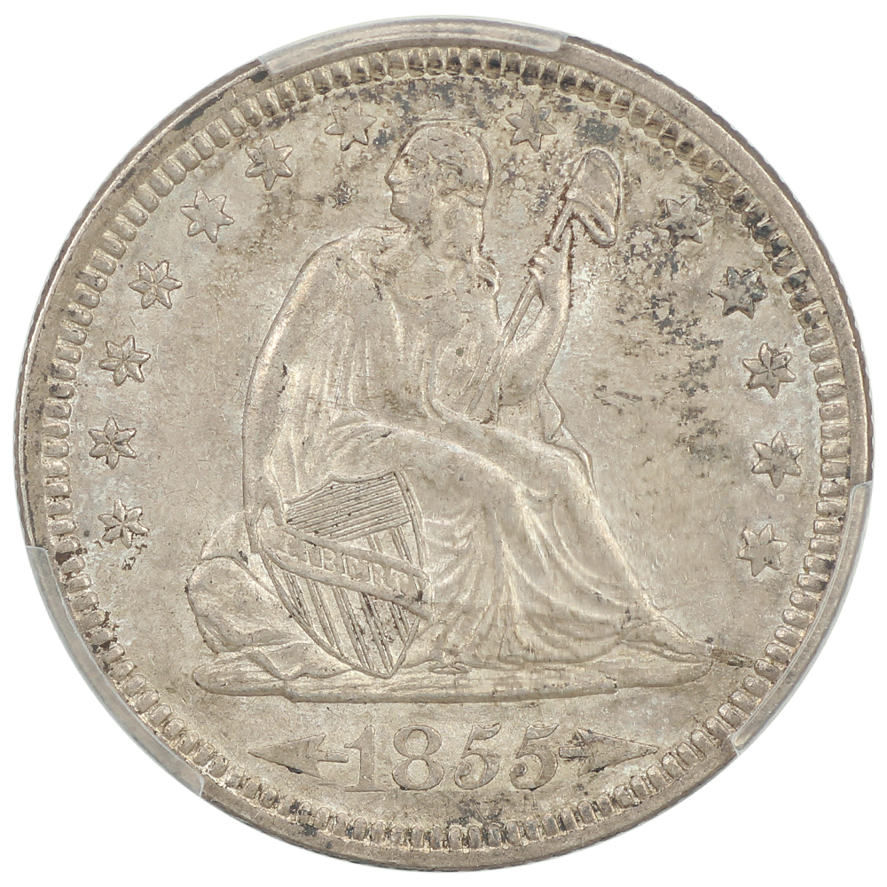 image for: 1855 Arrows 25c PCGS AU58