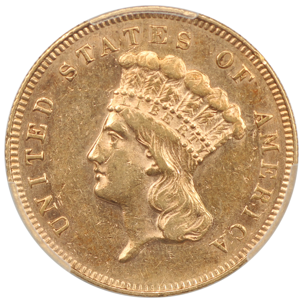 image for: 1866 $3  PCGS AU55
