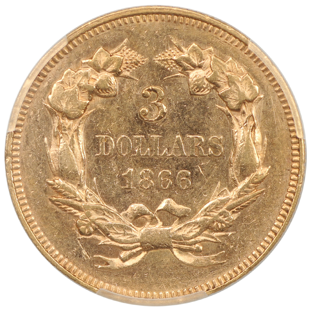 image for: 1866 $3  PCGS AU55