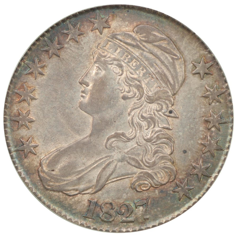 image for: 1827 Square Base 2 50c PCGS AU50