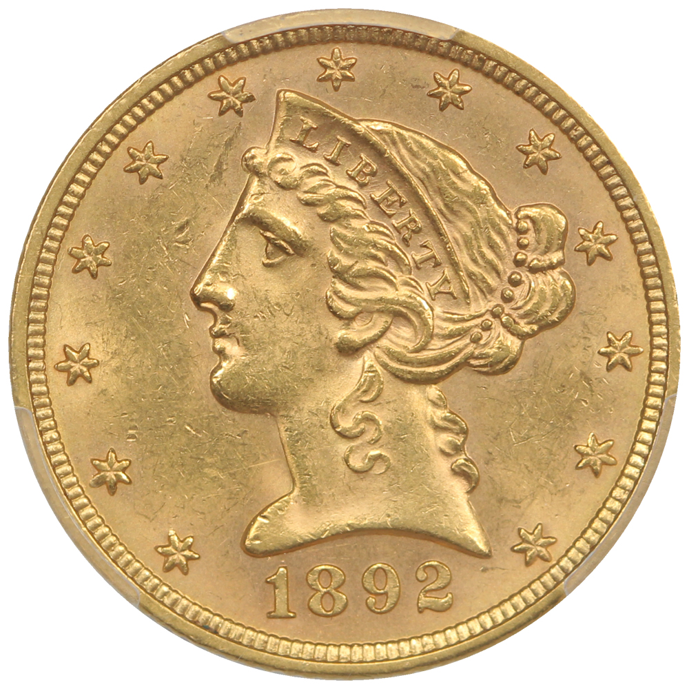 image for: 1892 $5  PCGS MS62