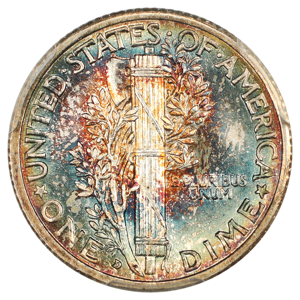 image for: 1916-D 10c PCGS MS65 FB