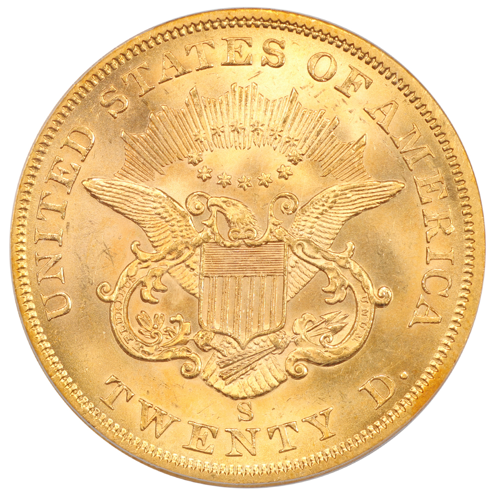 image for: 1856-S $20  PCGS MS63