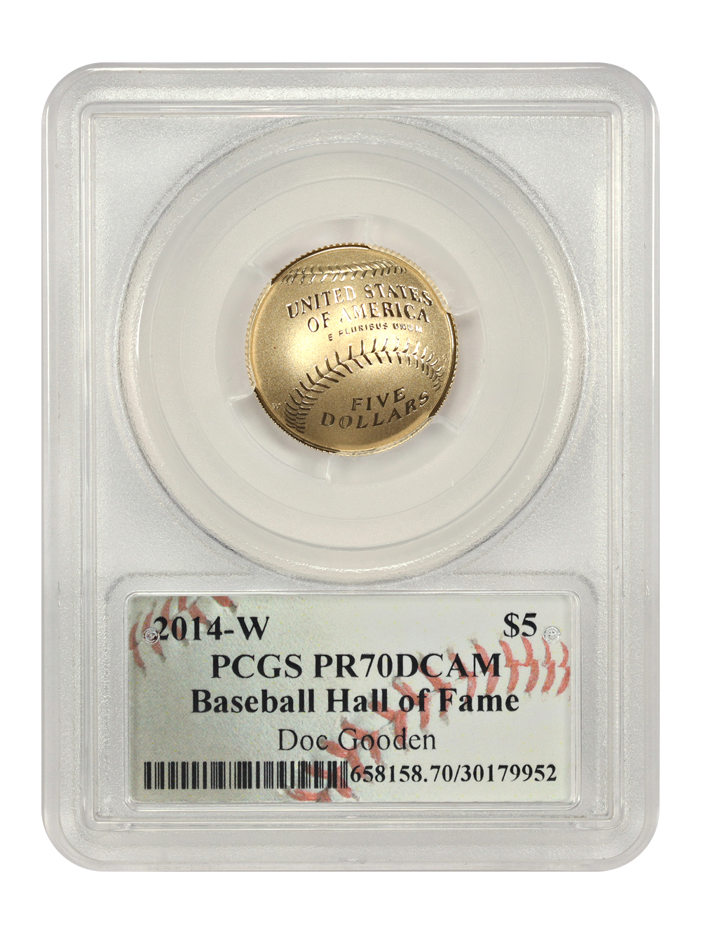 thumbnail for: 2014-W Baseball Hall of Fame G$5  PCGS PR70 DCAM
