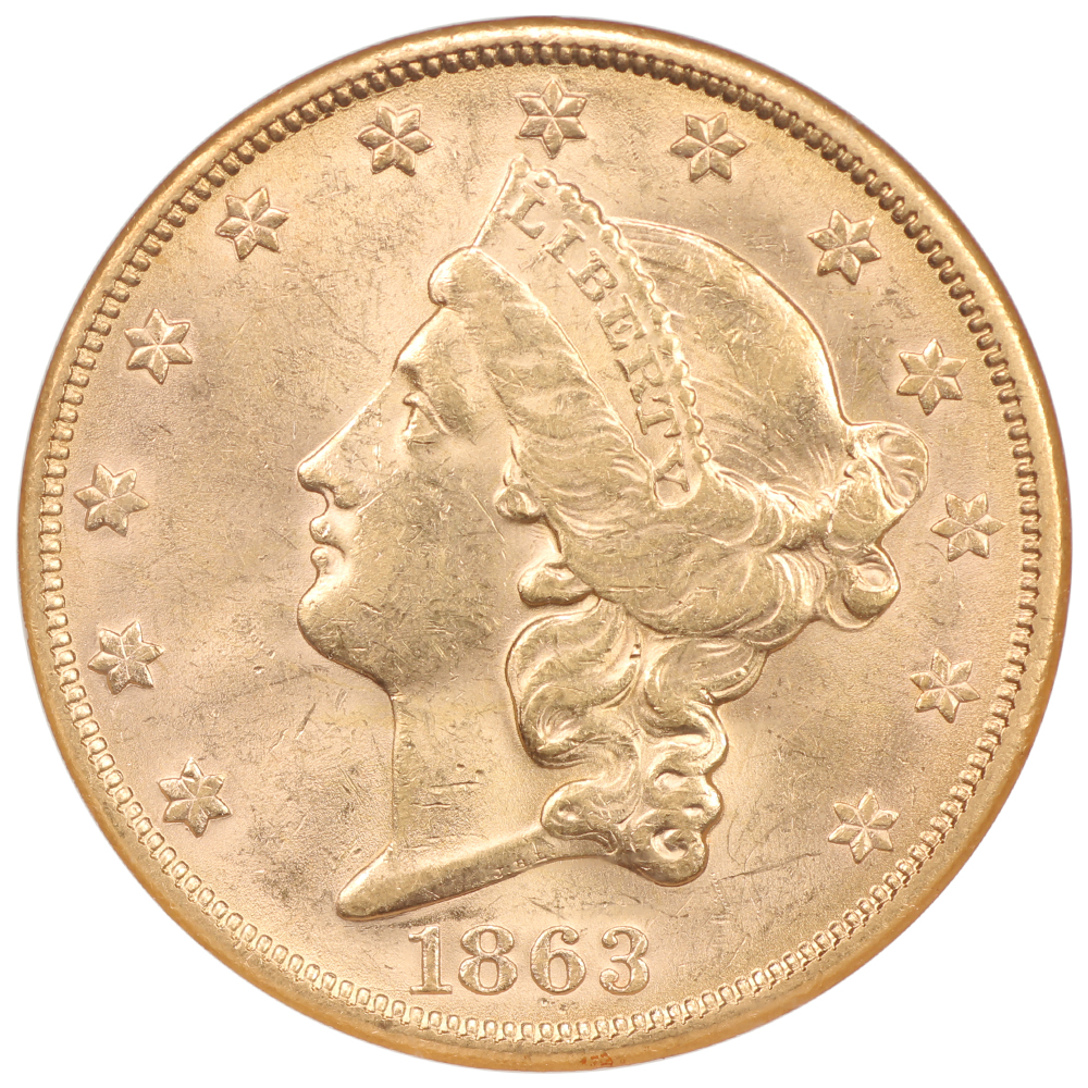 image for: 1863-S $20  NGC AU58