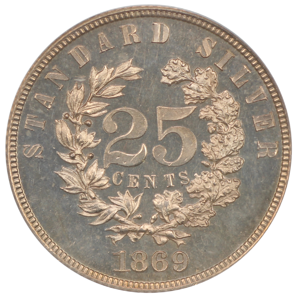 image for: 1869 Silver, J-721 P25c PCGS PR63