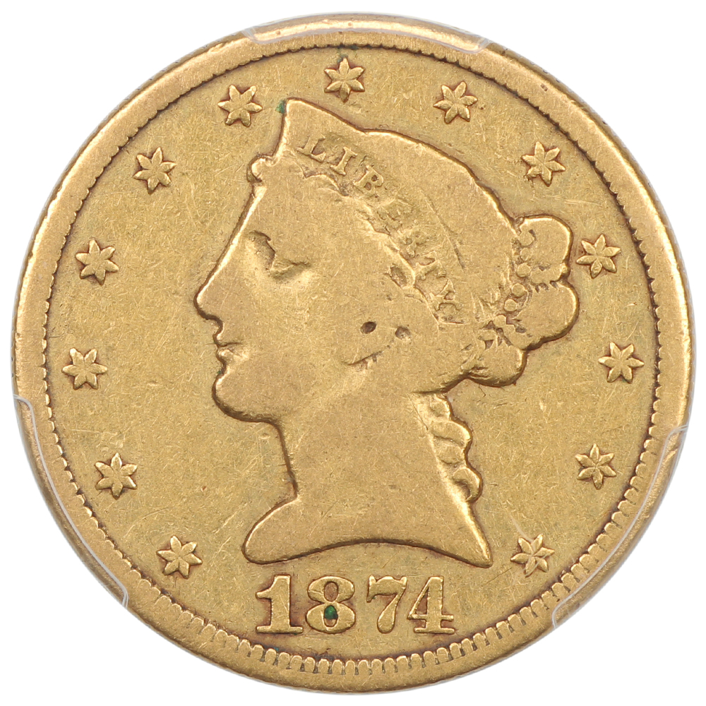 image for: 1874-CC $5  PCGS VG8