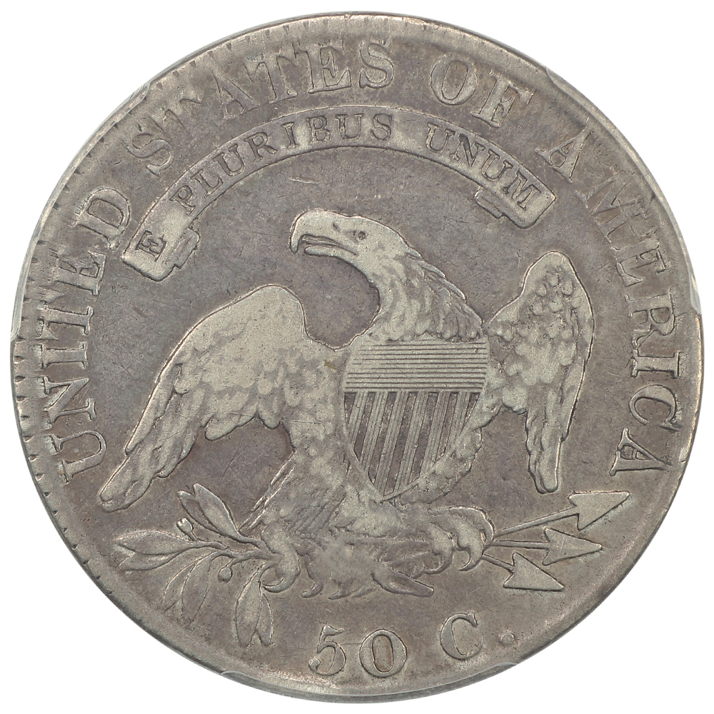 image for: 1820 Square Base 2, Knob 2, O-104 50c PCGS F15