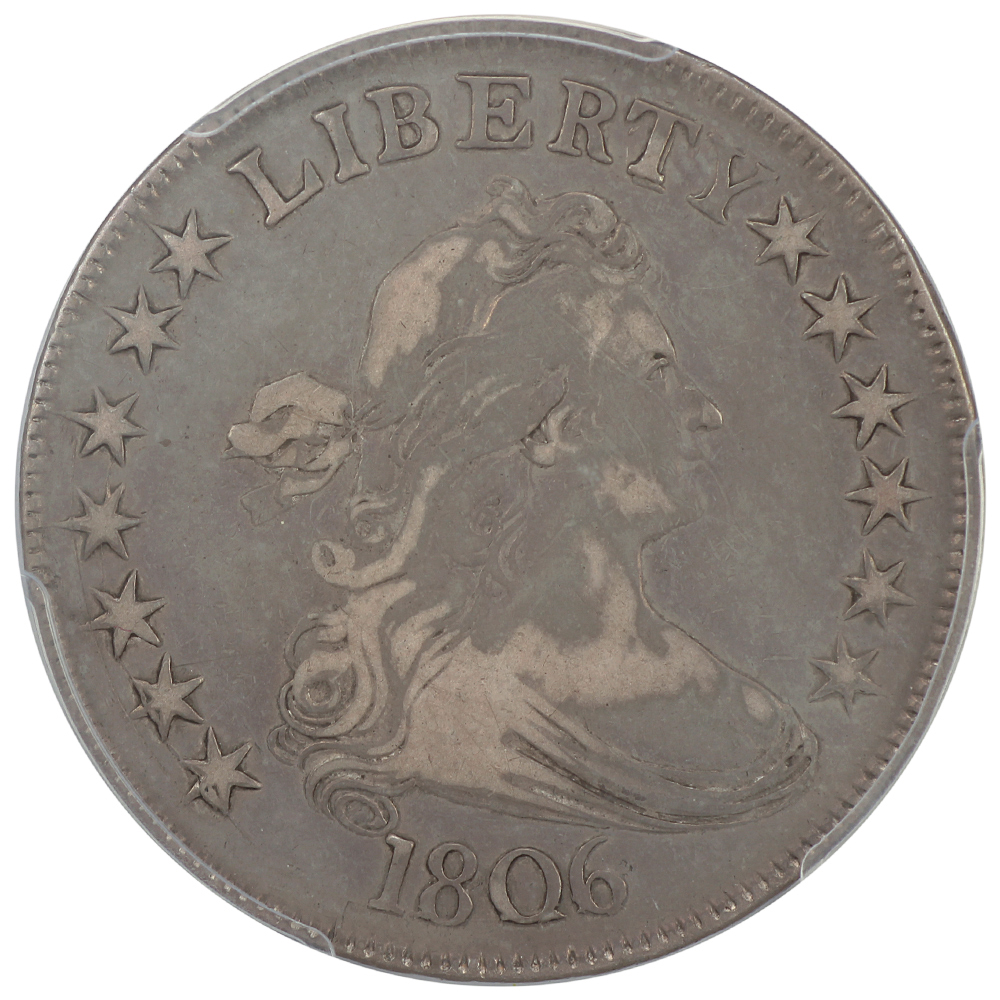 image for: 1806 Pointed 6, Stem 50c PCGS VF30