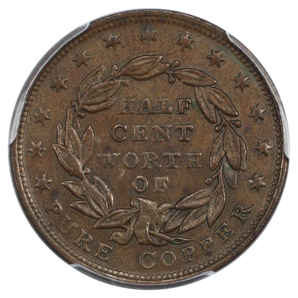 image for: 1837 Half Cent of Copper, HT-73 Token PCGS AU58